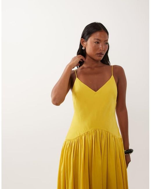 ASOS Orange Asos Design Petite Satin Bias Shift Midi Dress With Bubble Hem
