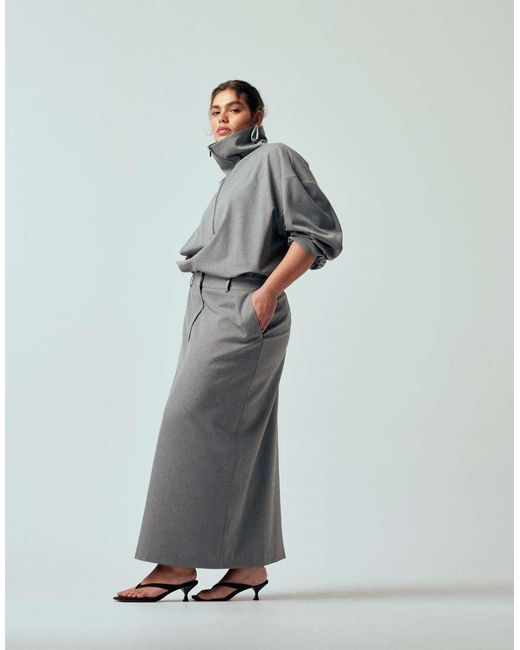 ASOS Gray Asos Design Curve Tailored Funnel Neck Jacket