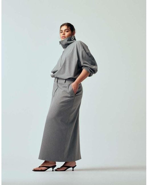 ASOS Gray Curve Tailored Funnel Neck Jacket