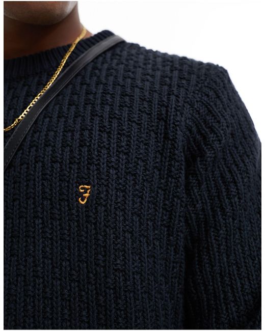 Farah Black Panucci Textured Sweater for men