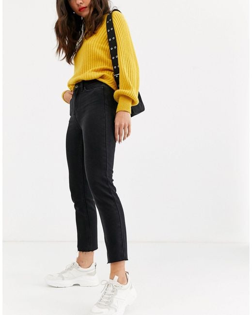 raw edge straight leg jeans