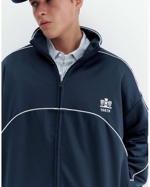 Pull&Bear – bestickte jacke in Blue für Herren