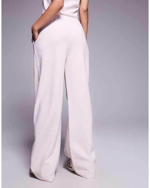 Kaiia Purple Cotton Rich Bubble Embossed Logo Seam Detail Wide Leg jogger Co-ord