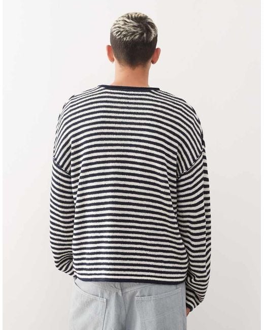 Collusion Blue Slouchy Oversized Fine Knitted Jumper for men