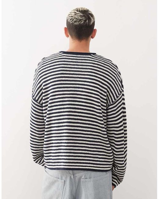 Collusion Blue Slouchy Oversized Fine Knitted Jumper for men