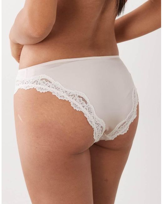 New Look Brown Satin Lace Trim Brazilian Brief