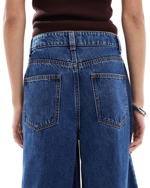 Asos design tall - jean ample à taille haute - moyen délavé ASOS en coloris Blue