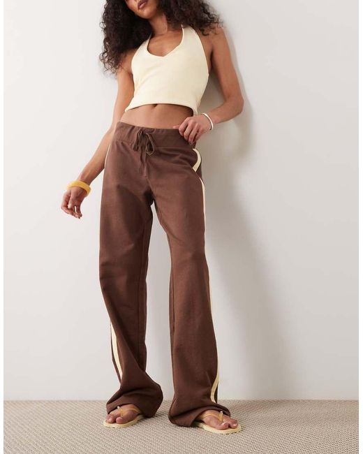ASOS Brown Yoga Trouser With Contrast Side Stripe
