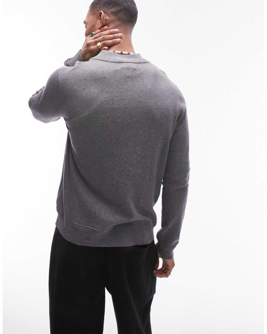 Topman Gray Essentials 1/4 Zip for men