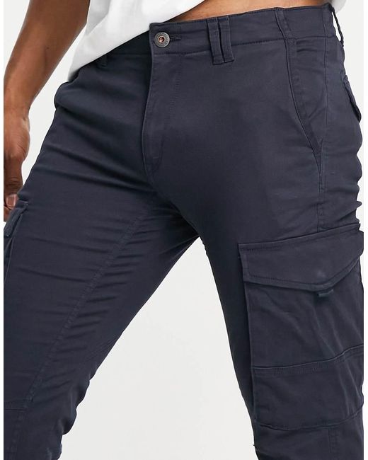 Jack & Jones Blue Intelligence Slim Fit Cargos With Cuff for men