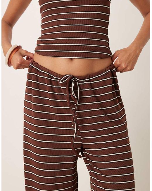 ASOS Gestreepte Broek Met Wijde Pijpen in het Natural