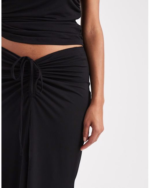 Vero Moda Black Slinky Ruched Front Maxi Skirt Co-ord