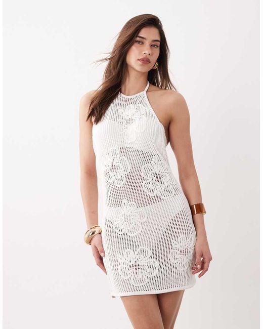Kulani Kinis Green Floral Knit Beach Mini Dress