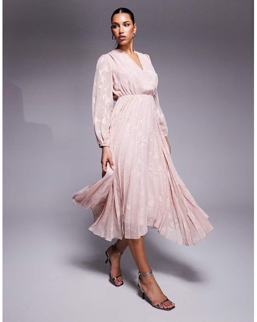 Forever New Pink Belted Textured Maxi Dress
