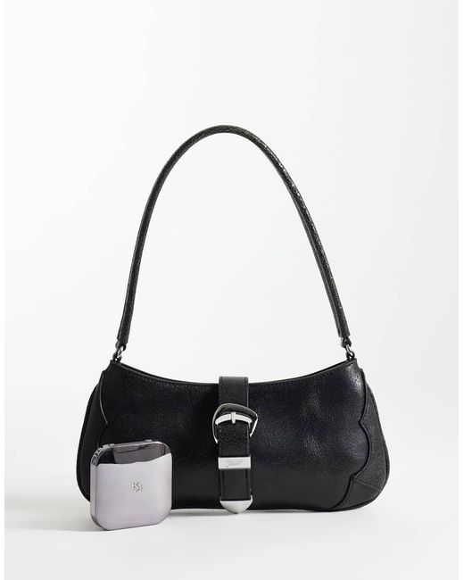 Tommy Hilfiger Black Buckle Shoulder Bag