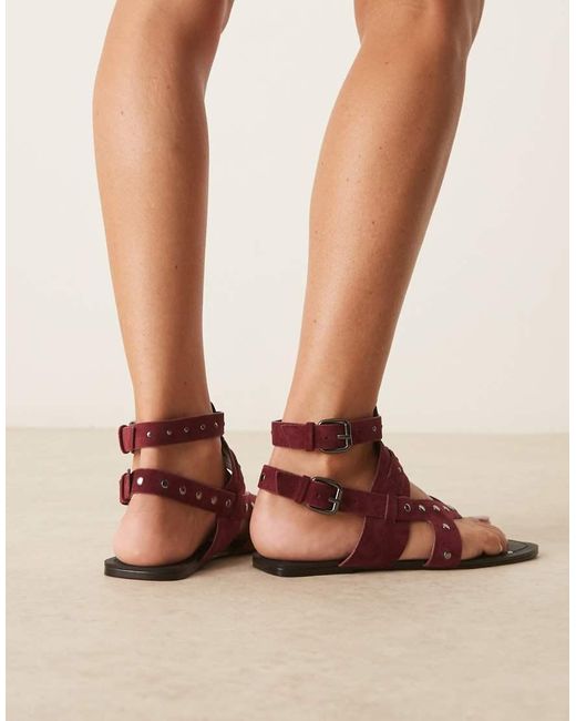 Sandalias Burdeos Planas De Estilo Romano Fiorella De -Rojo ASOS de color Natural