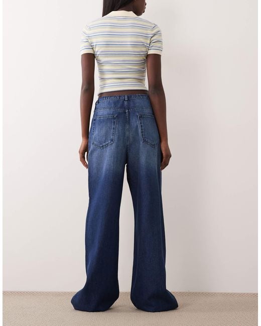 Jean large à enfiler - moyen délavé ASOS en coloris Blue