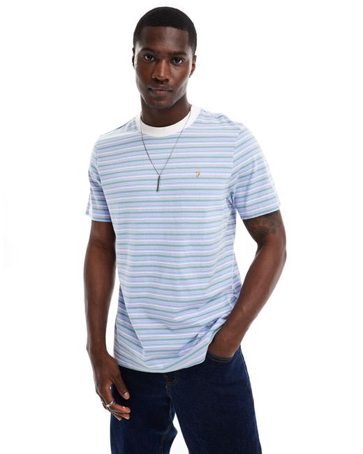 Farah Blue Danny Stripe Short Sleeve T-shirt for men