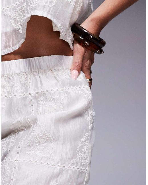 River Island Blue Broderie Textured Shorts Co-Ord