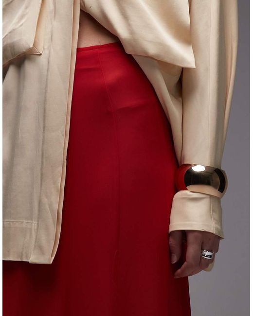 ASOS Red Maxi Chiffon Volume Skirt