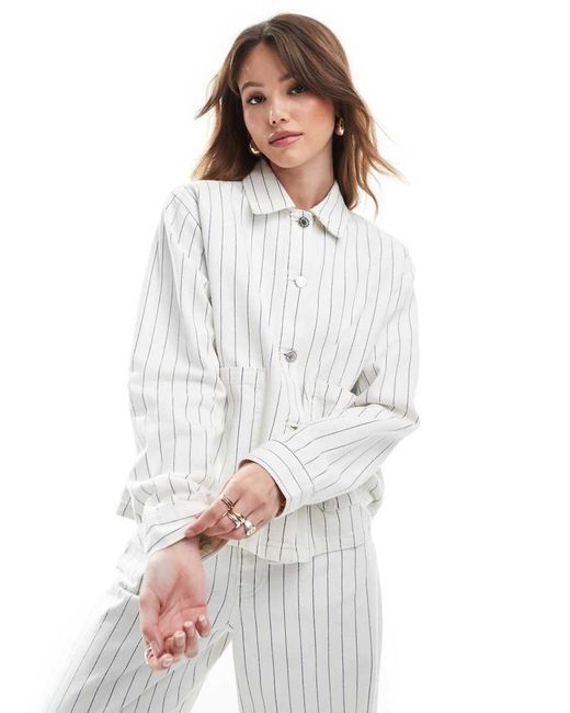 Pull&Bear White Oversized Denim Jacket