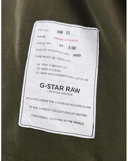 Camiseta Caqui Extragrande Con Estampado Delantero Y Trasero Archive De G-Star de hombre de color Green