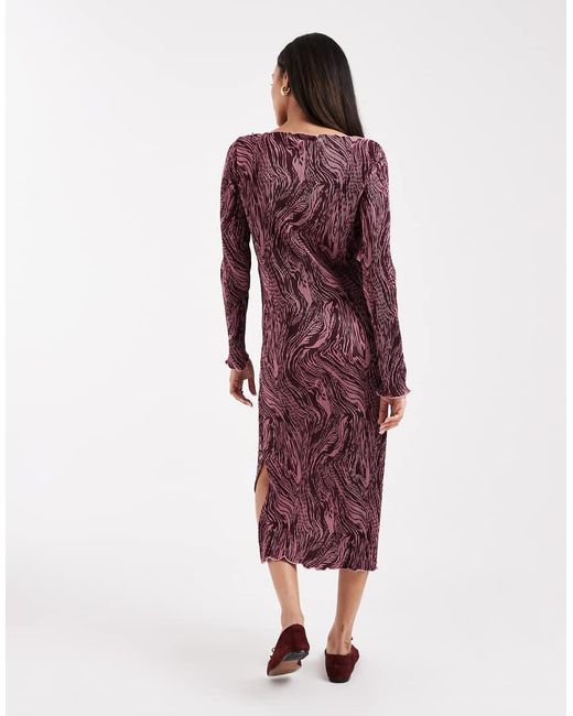 Mama.licious Red Mamalicious Maternity Boat Neck Plisse Midi Dress