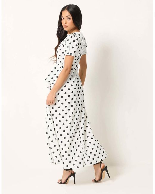 PixieGirl White Petite Spot Maxi Dress
