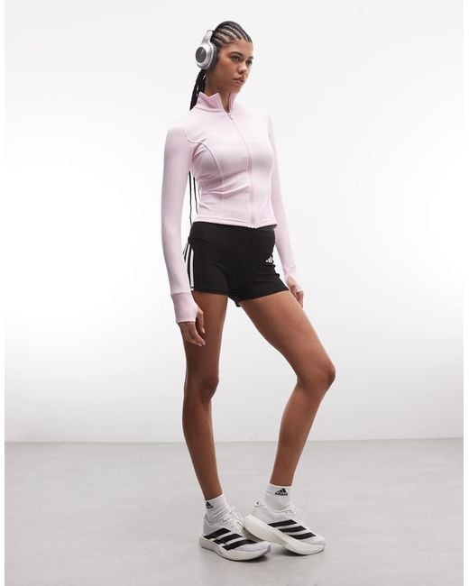 Adidas Originals Pink Adidas Training Workout Essentials Knitted Jacket