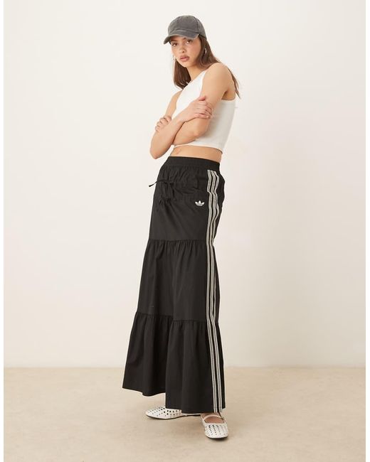Adidas Originals Natural Crochet 3 Stripe Maxi Skirt