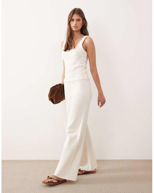 ASOS Natural Knitted Cotton Blend Boucle Trouser Co-Ord