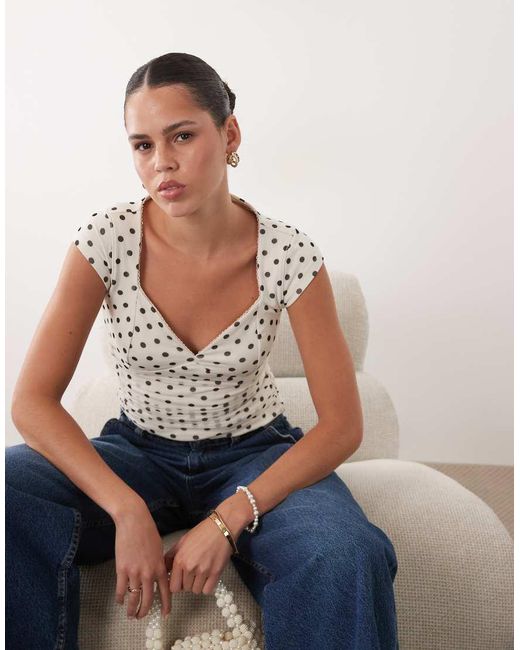 Abercrombie & Fitch Blue Mesh Sweetheart Top With Built