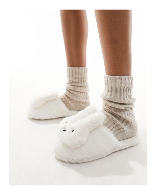 Daisy Street White X Miffy Fluffy Slippers