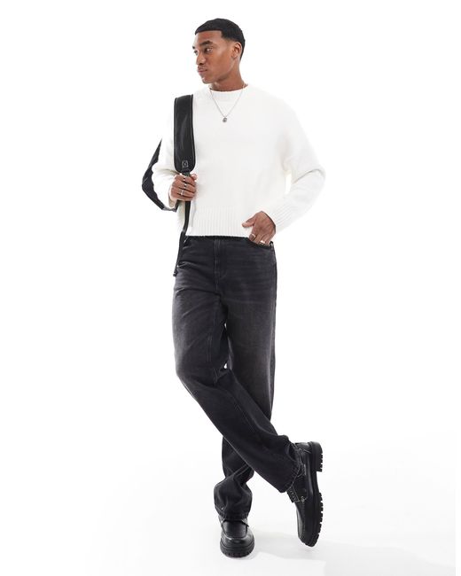 Bershka White Heavy Knit Jumper for men