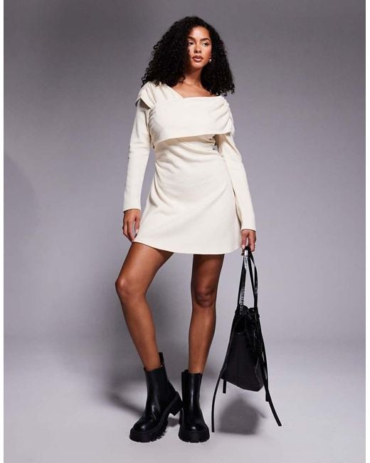 ASOS Natural Supersoft Wrap Front Mini Dress