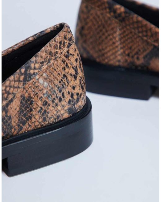 TOPSHOP Blue Premium Clover Real Leather Loafers With Ruched Detail
