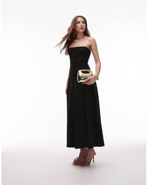 Nia Black Santal Slinky Bandeau Midaxi Dress