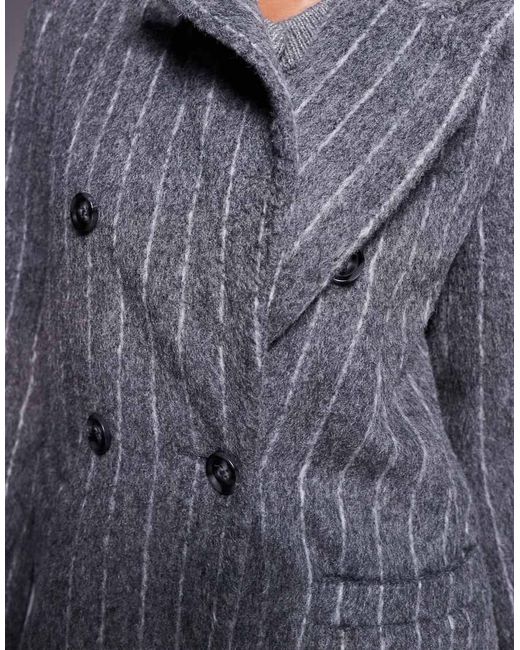 River Island Blue Pinstripe Double Breasted Coat