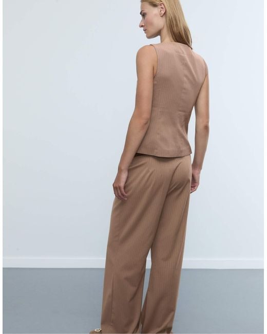 Stradivarius Brown – gestreifte regular-fit-weste