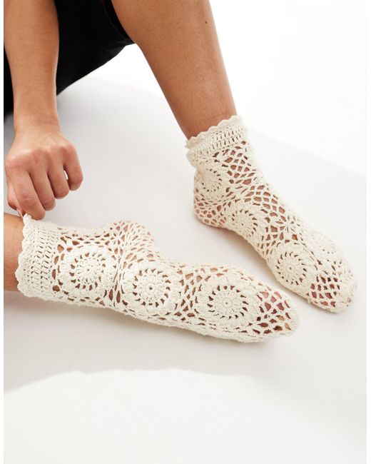 Reclaimed (vintage) Natural Crochet Socks