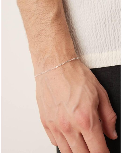Bracciale A Catenina Con Maglie Ovali di ASOS in Natural da Uomo