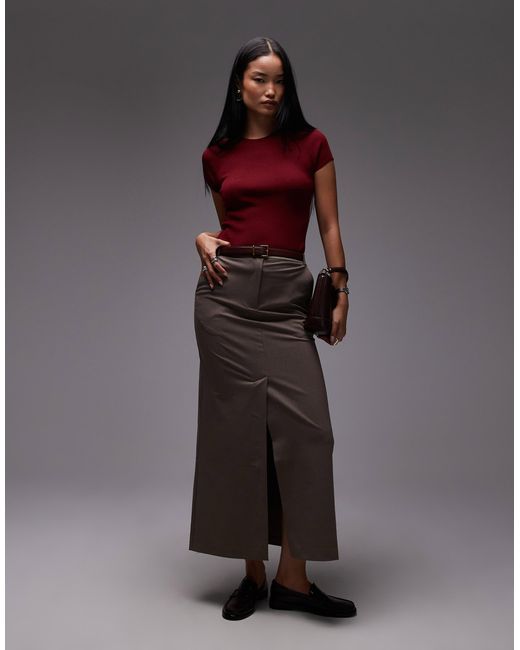 Mango Purple Mock Neck Short Sleeve Knitted Top