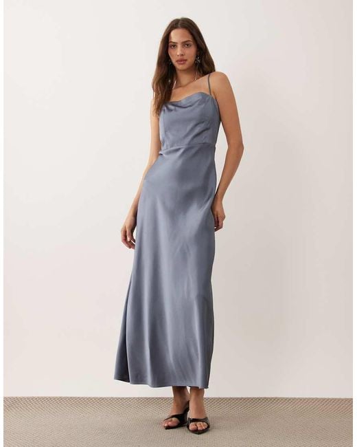 Abercrombie & Fitch Blue Strappy Square Neck Maxi Dress