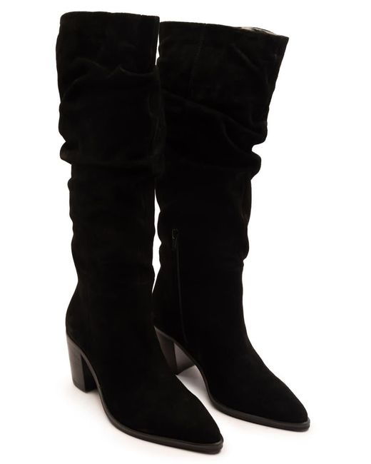 OFF THE HOOK Black Muswell Leather Slouchy Knee-High Block Heel Boots