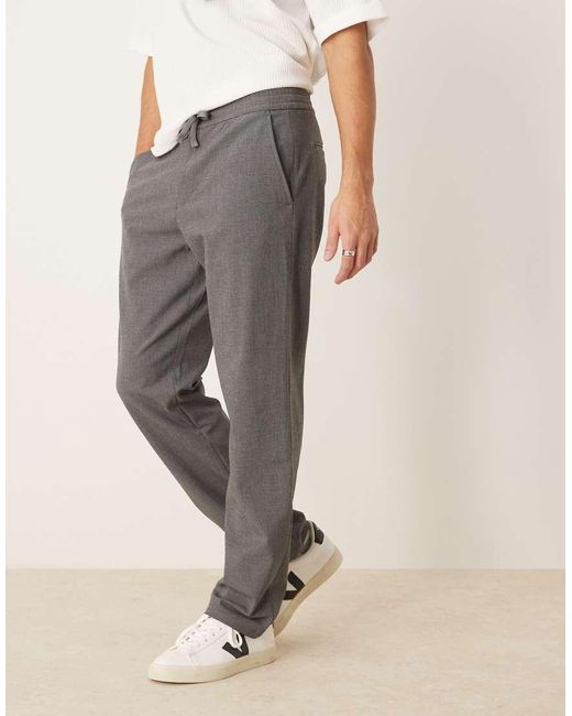 SELECTED Natural Robert Straight Fit Trouser With Elastic Waistband for men