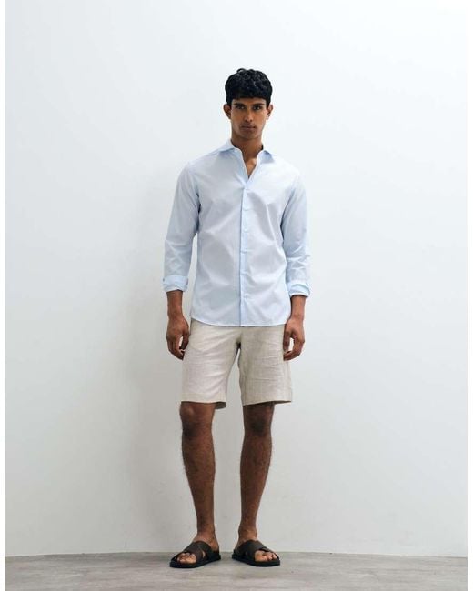 Mango Blue 100% Cotton Smart Shirt for men