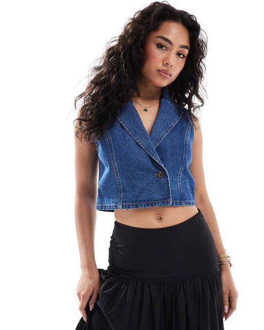 ASOS Blue Denim Waistcoat