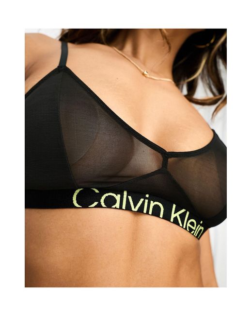 Calvin Klein Black Future Shift Unlined Bralette With Contrast Logo Waistband