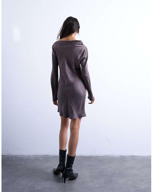 TOPSHOP Purple Drape Neck Mini Dress