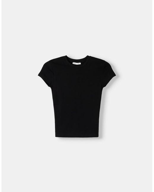 Bershka Black Short Sleeve Crew Neck T-shirt
